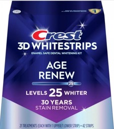 Bieliace pásiky na zuby Crest s bieliacou lampou Bieliace pásiky na zuby Crest AGE RENEW