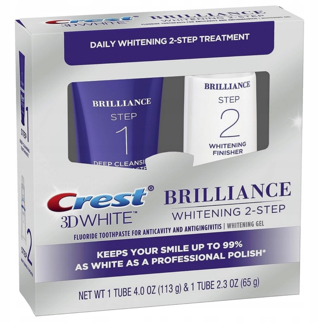 Bieliaci gél na zuby a zubná pasta Crest 3D White BRILLIANCE