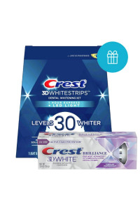 Bieliace pásiky Crest 3D white 1hour EXPRESS + LED LIGHT + bieliaca zubná pasta BRILLIANCE
