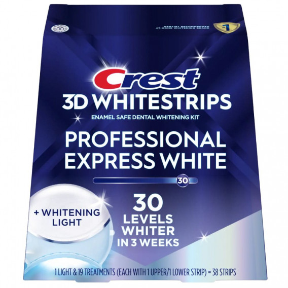 Bieliace pásiky Crest 3D Whitestrips PROFESSIONAL EXPRESS WHITE s bieliacou lampou