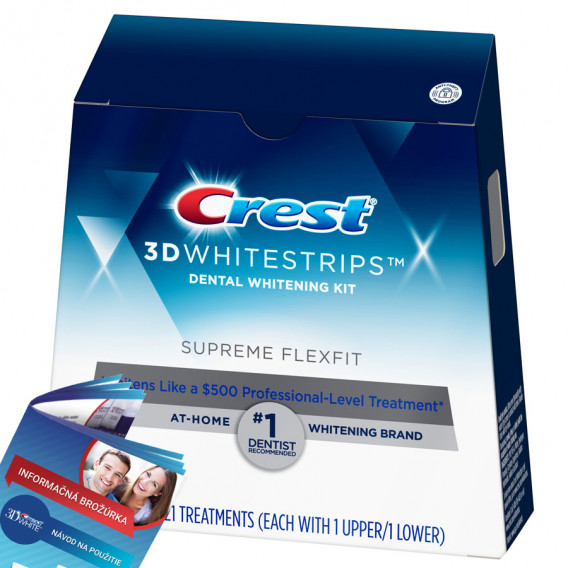 Bieliace pásiky na zuby Crest 3D White Supreme FlexFit